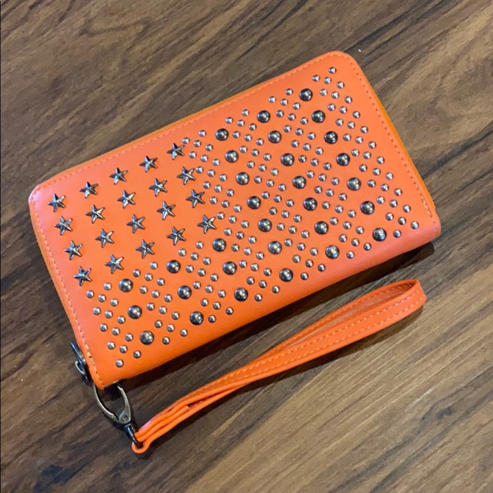 Orange Studded Clutch